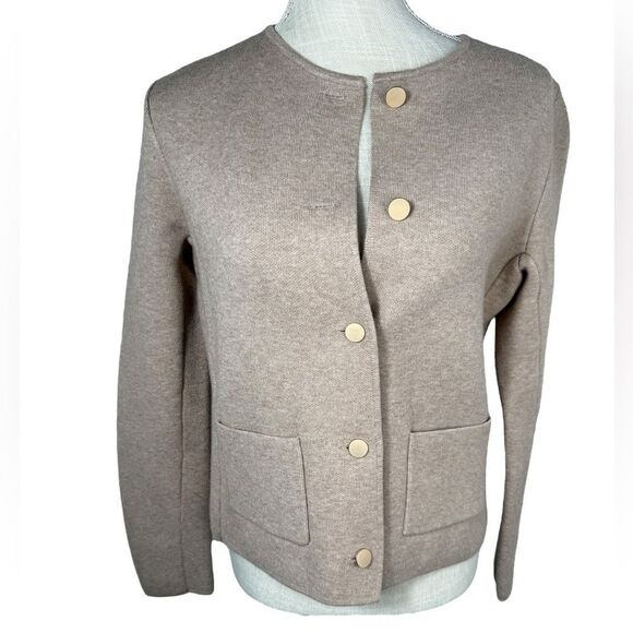 Sioni Classy Tan Gold Button Front Plush Cardigan Sweater - Picture 4 of 8